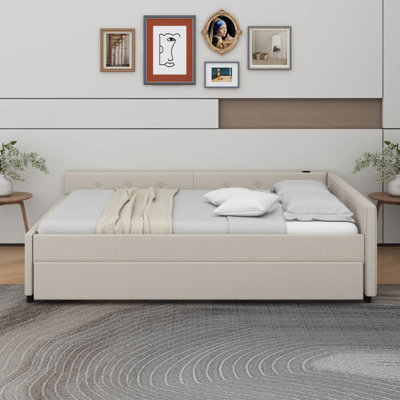 Upholstered Platform Bed With USB And Trundle by Lark Manor