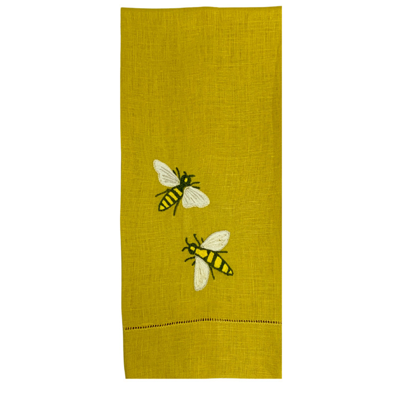 Buzzing Bees Tea Towel, Flax