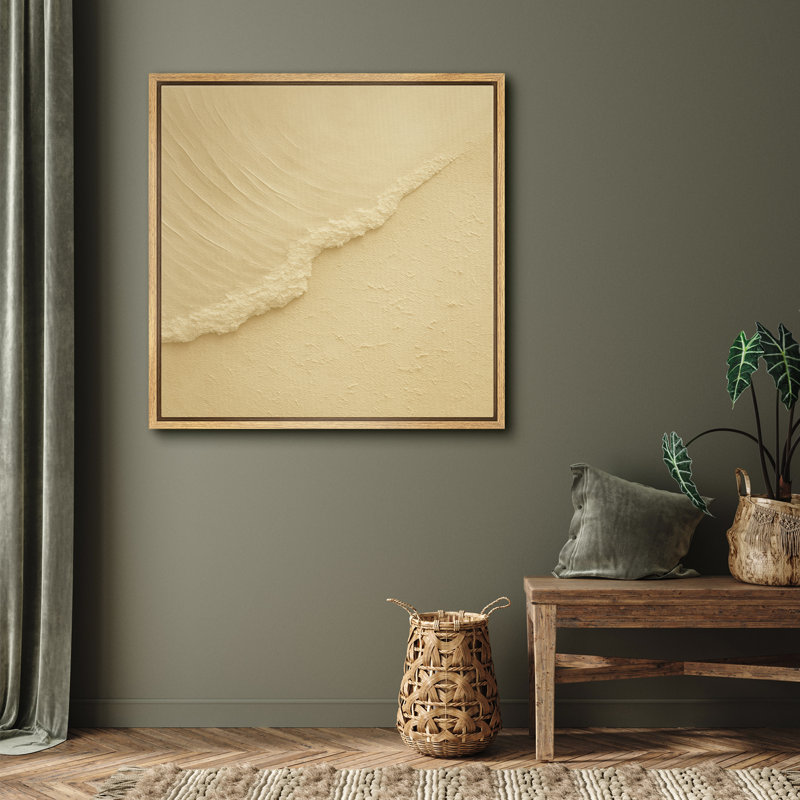 «Minimal Sand Edge Abstract Neutral Design», reproduction d'art sur toile encadrée, Cadre flottant naturel