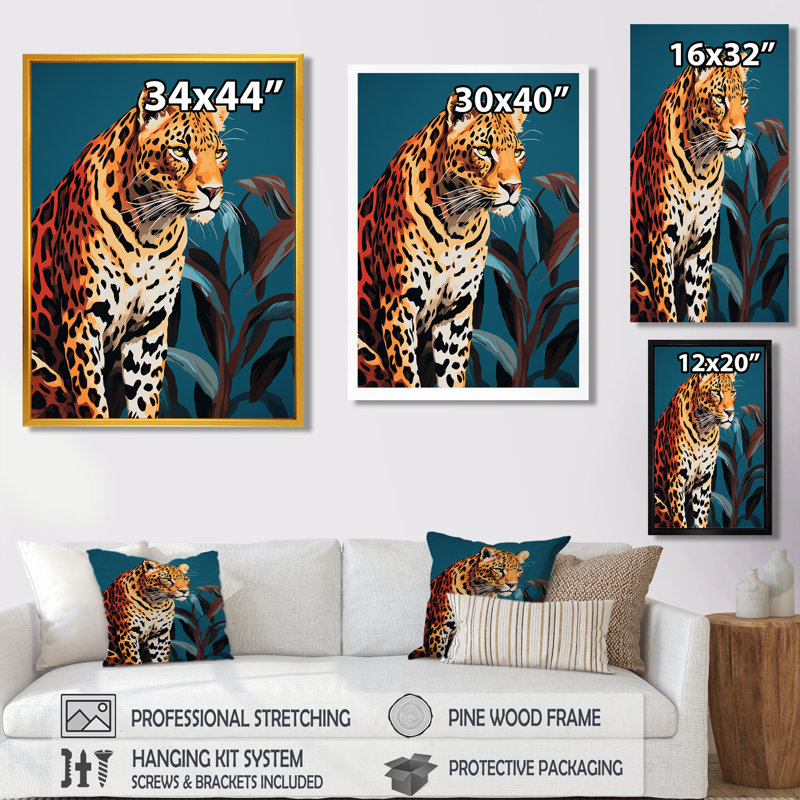 Portrait d'un tigre gracieux au crépuscule, Toile avec cadre flottant brun, H 32 po x l 16 po x P 1 po
