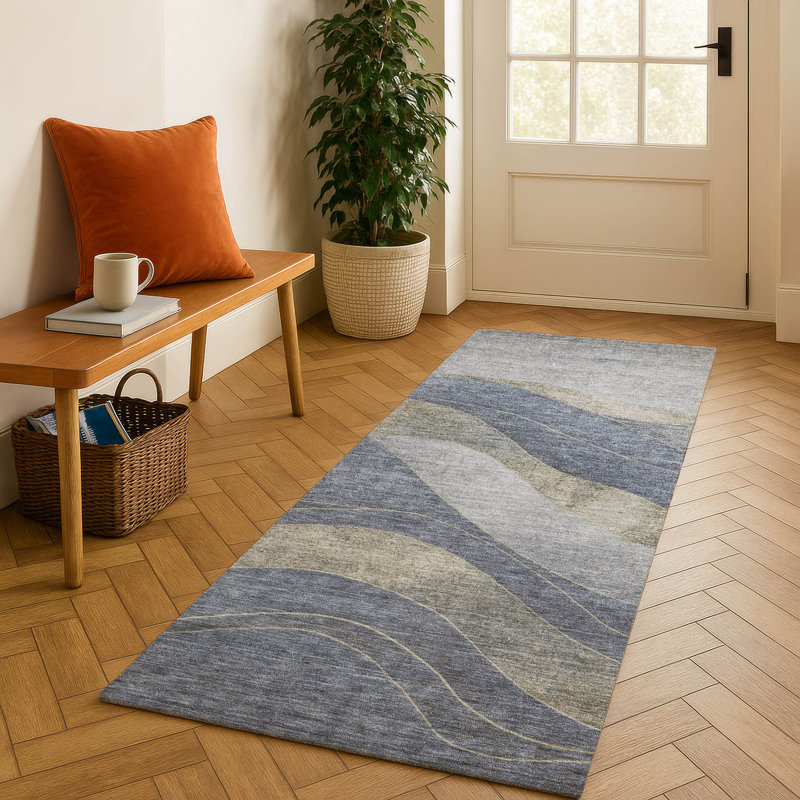 Premium Machine Washable Jakiyra AMF1892 Swirls Rug, Runner 2'3" x 7'6"