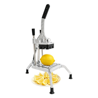 Manual Vegetable Fruit Chopper Slicer Commercial Tabletop French Fry Cutter with 4 Interchangeable Blades (6mm/9mm/13mm/8-Wedge) Aluminum Alloy Stainless Steel Standing Food Cutter for Potato Tomato Mushroom Fruit