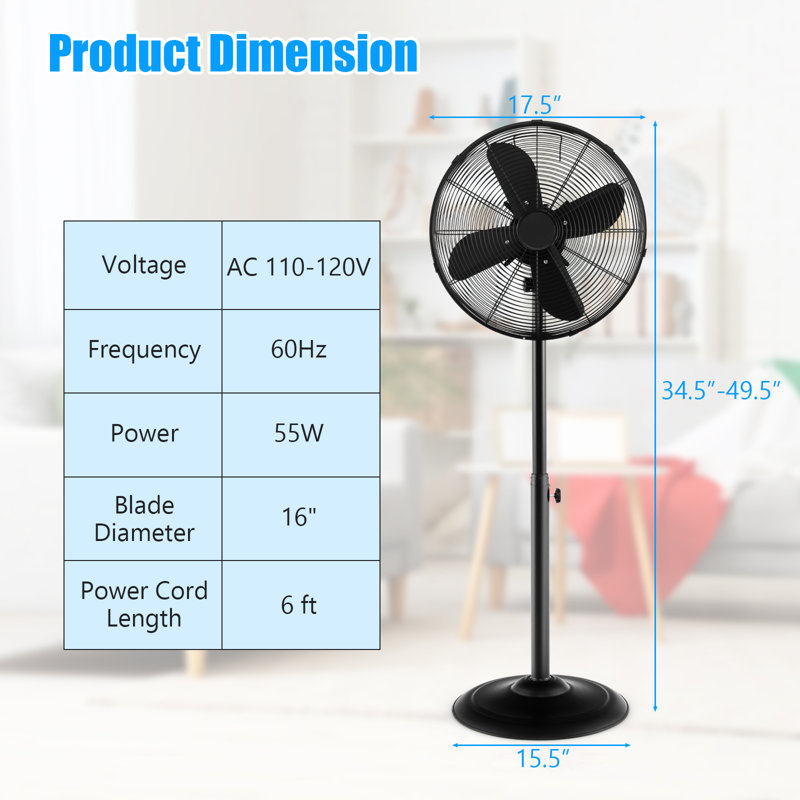 Ventilateur oscillant sur pied 49,5 po Costway, Noir