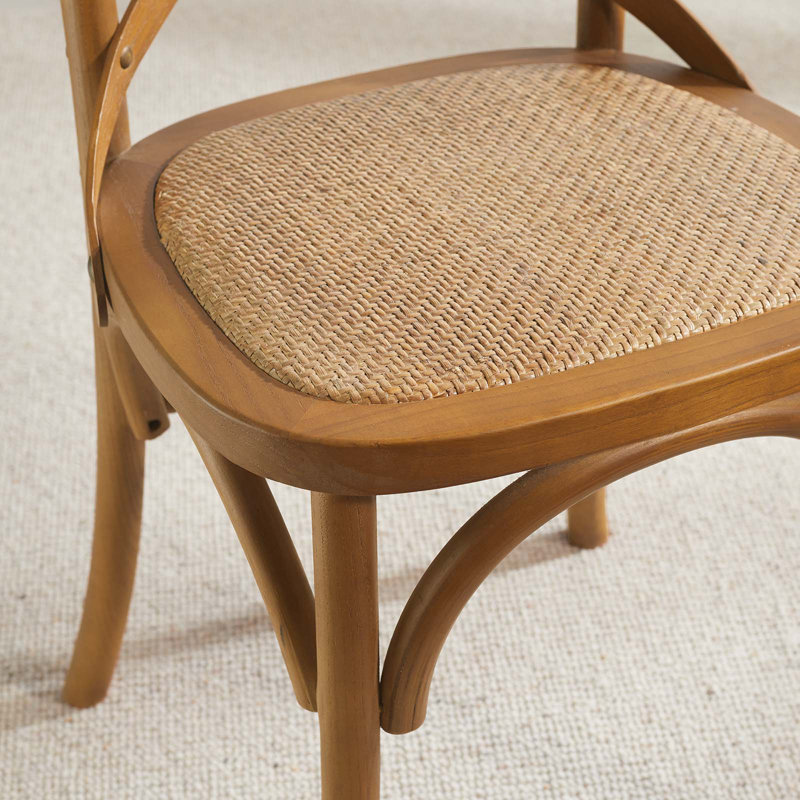 Rustic Farmhouse Cross-Back White Wood Dining Side Chair
