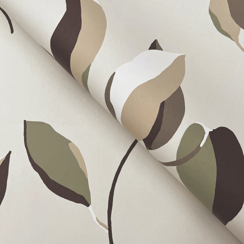 Papier peint brossé neutre et doré, Brun