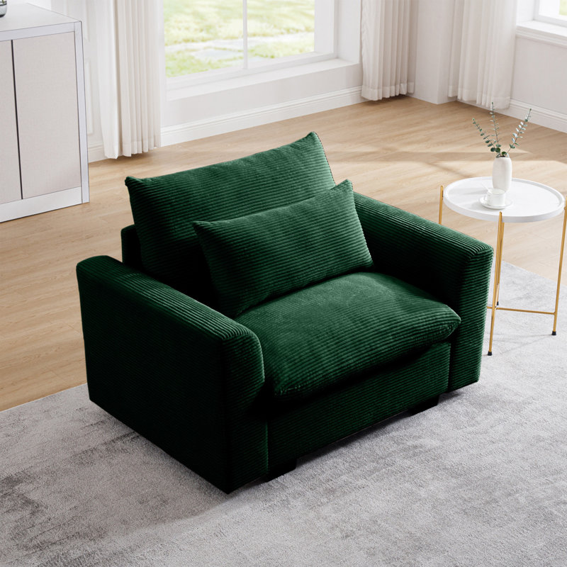 Canapé rembourré Comfy, Velours côtelé vert