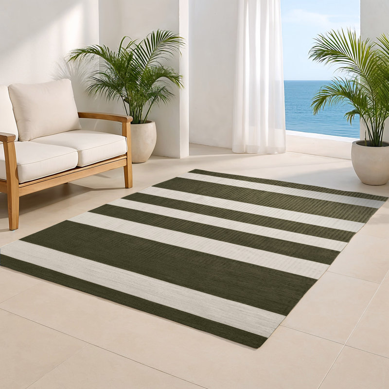 Tapis intérieur / extérieur brun HorizontalStripes, Rectangulaire 2 pi x 3 pi