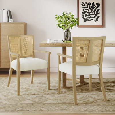 Jad Wooden Dining Chairs With PE Rattan Backs