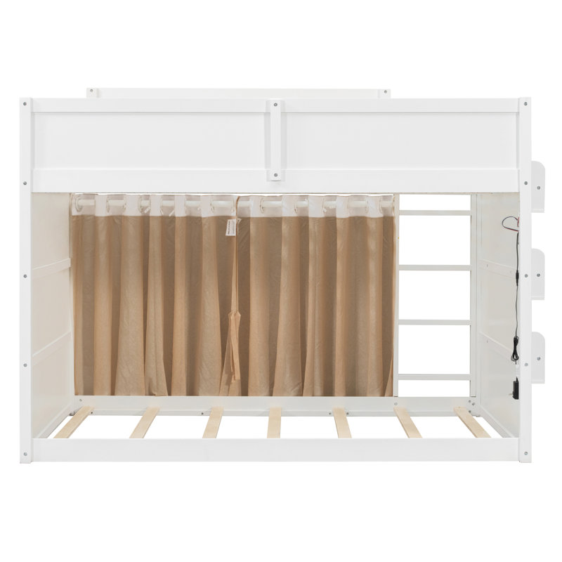 Lits superposés doubles avec rangement, structure en MDF, style moderne et peu encombrant., Blanc