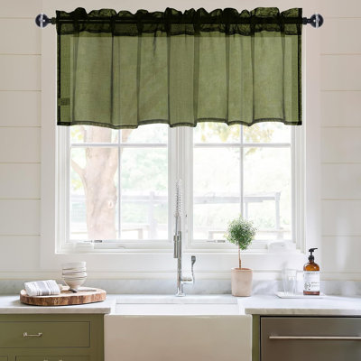1 Panel Sheer Valance Curtains for Small Window, Rod Pocket Polyester Voile Farmhouse Style Short Sheer Curtains for Cafe, Bathroom
