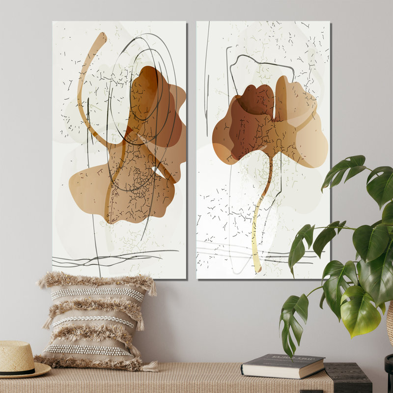 «Trendy Abstracts with Colorful Shapes», ensemble de 2 peintures, Toile tendue, H 20 po x l 24 po x P 1 po