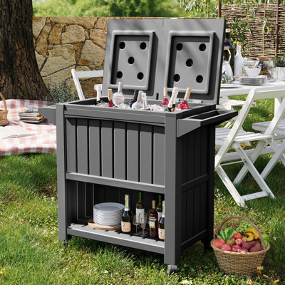 84 Quart Large Capacity Patio Rolling Cooler With Wheels