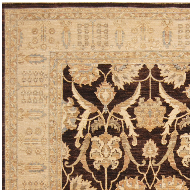 Tapis en laine brun/beige 7 pi 9 po x 10 pi 2 po one-of-kind à la main noué la Barbra