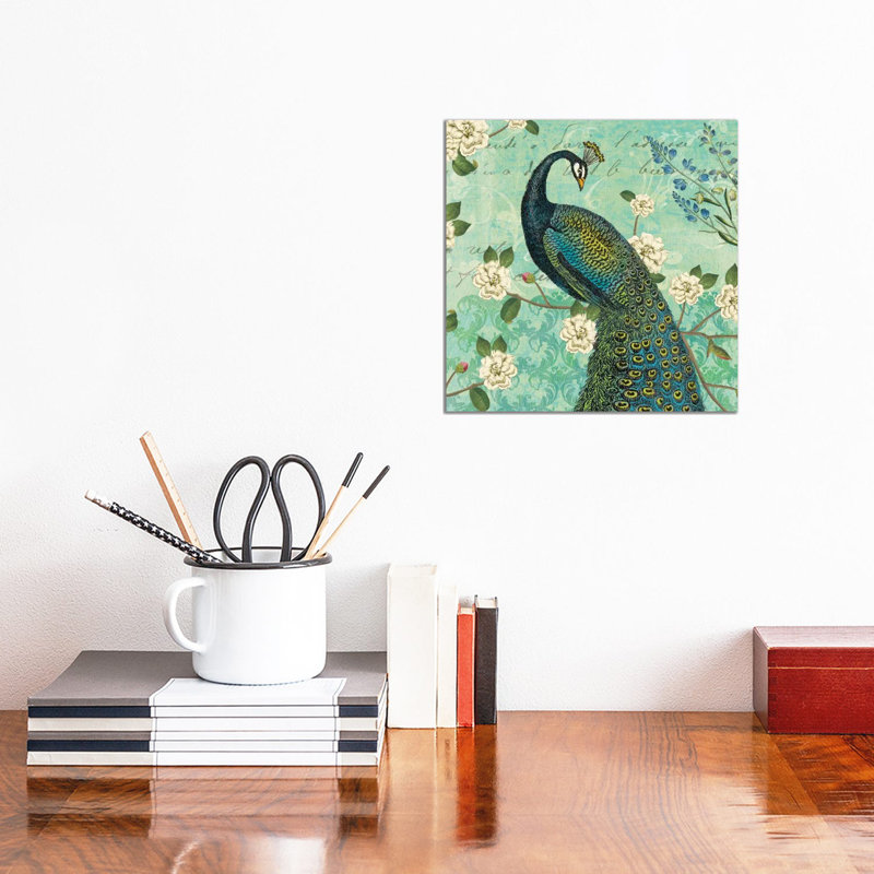 Peacock Arbor VI by Sue Schlabach - Print on Canvas, 30.48 cm H x 30.48 cm W, Wrapped Canvas