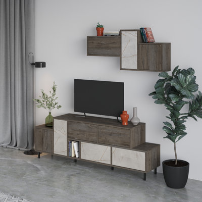 Large Modern TV Stand with Storage Drawers and Cabinets