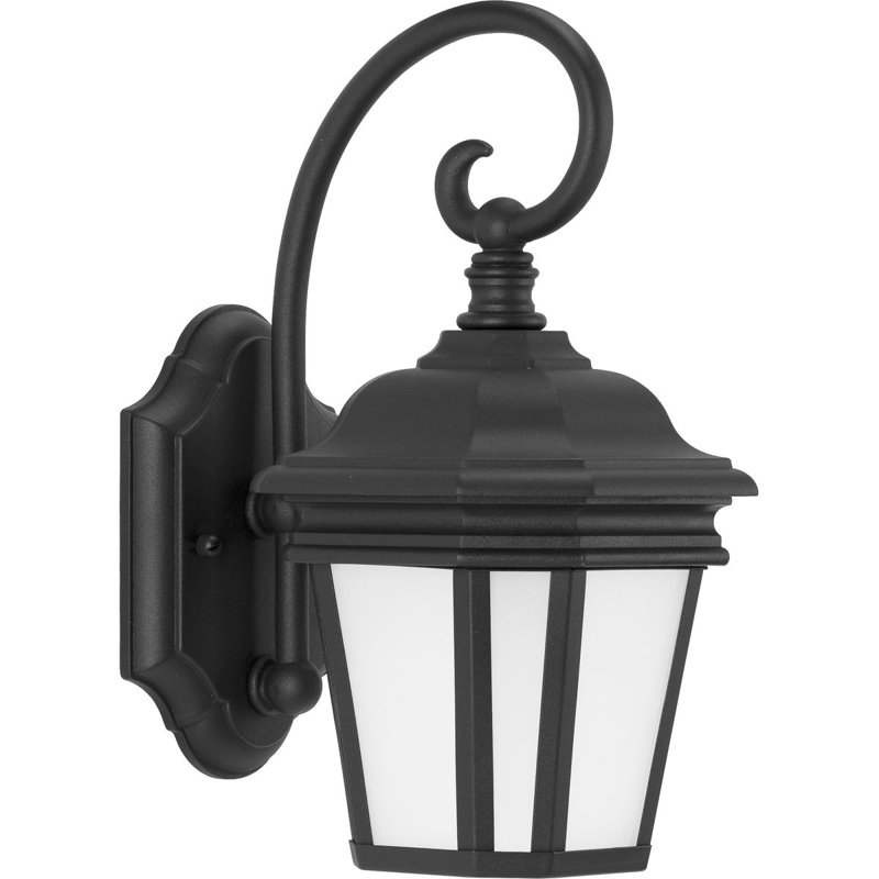 Lanterne murale d'extérieur en verre givré Rawson, Noir, H 12,5 po x l 6,5 po x P 8,75 po