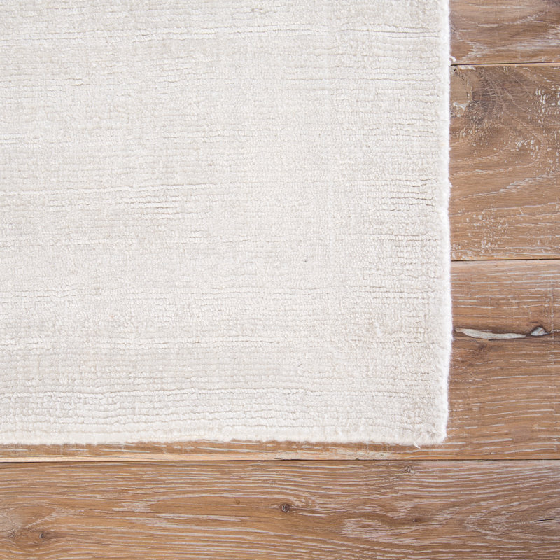 Lizette Hand-Woven Bright White Area Rug, Rectangle 10' x 14'