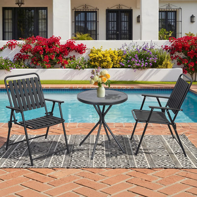 Ensemble de meubles de patio 3 pièces, table bistro et chaises pliantes, ensemble de meubles de patio imperméable et pliable, table et chaises d'extérieur toutes saisons, meubles de balcon pour porche, jardin, jardin