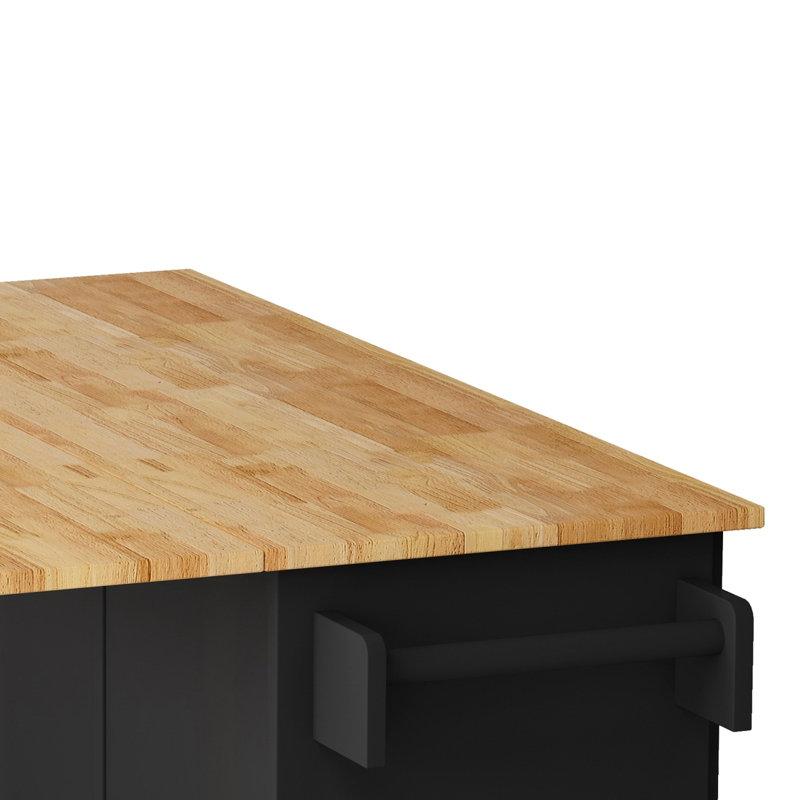 Monea Kitchen Island, Black, Manufactured Wood
