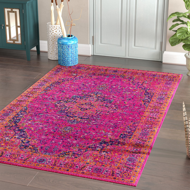 Hillsby Machine Woven Garnet/Navy Area Rug, Rectangle 5'3" x 7'3"