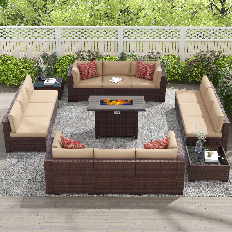Ensemble de conversation pour 12 personnes avec coussins, Structure grise / coussin gris clair
