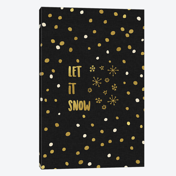 Reproduction d’art textuel sur toile tendue "Let It Snow Gold" par Orara studio, H 40 po x l 26 po x P 1,5 po, Pas de tapis