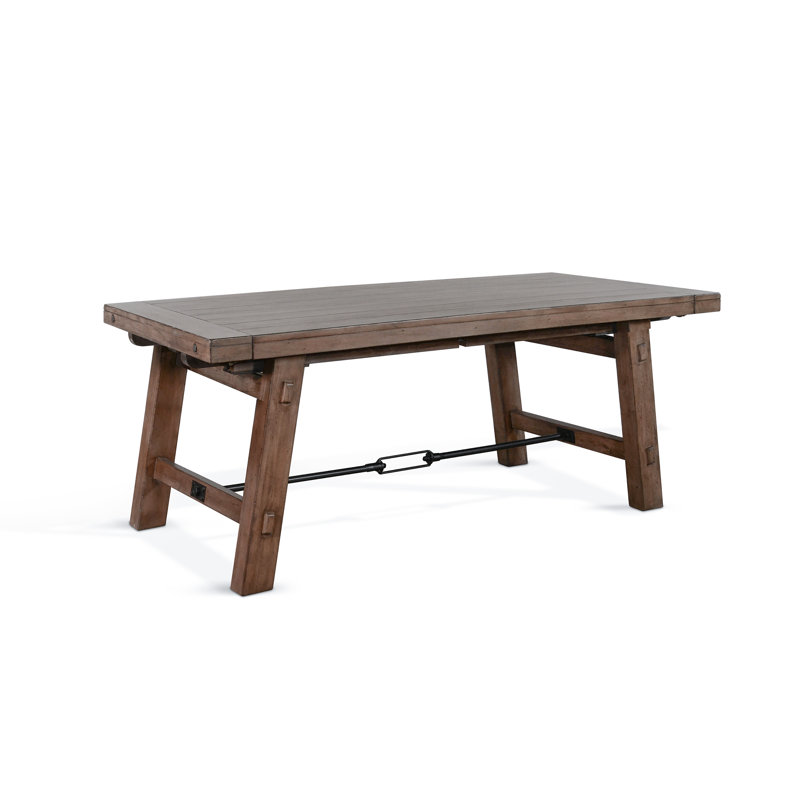 Coweta Extendable Mahogany Solid Wood Dining Table, Buckskin