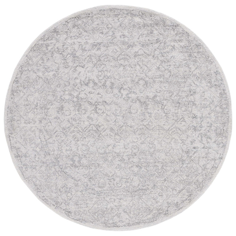 Tapis abstrait gris en laine / coton touffeté à la main Anairis, Rond 6 pi