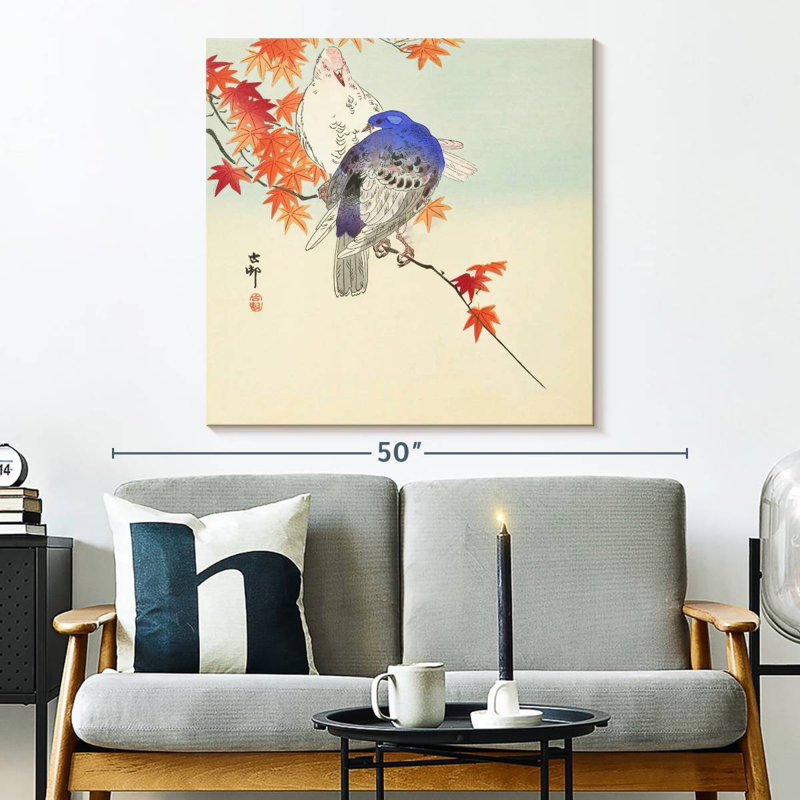 Brampt Twee Duiven Op Herfsttak, 33" H x 33" W