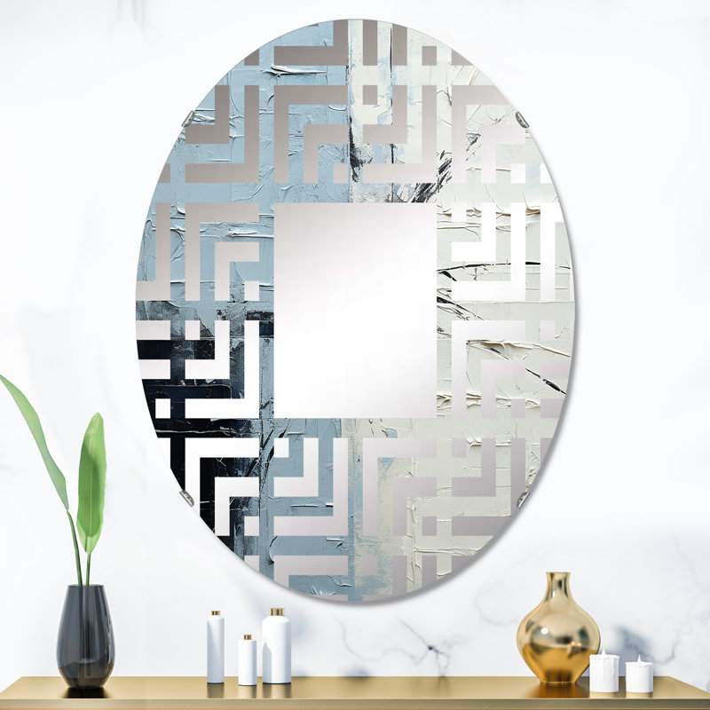 Minimalisme harmonie scandinave Art II - Miroir décoratif labyrinthe | Ovale, 35,4 po x 23,6 po