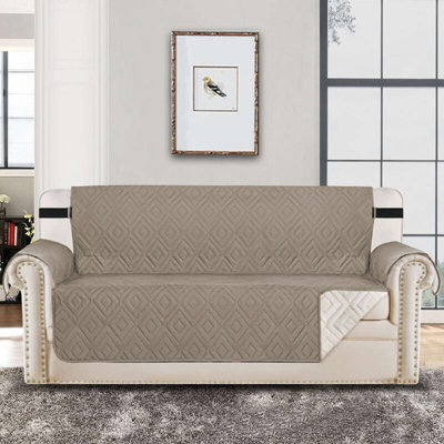 Housse de canapé réversible 100% imperméable et lavable à la machine pour canapé à motif de losanges Dovercourt avec sangles élastiques antidérapantes