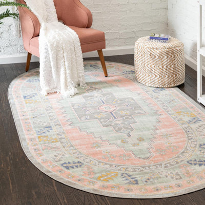 Tapis oriental rose poudré Pointe
