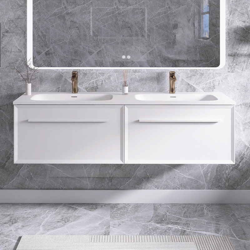 Meuble-lavabo double 60 po avec comptoir 60 po