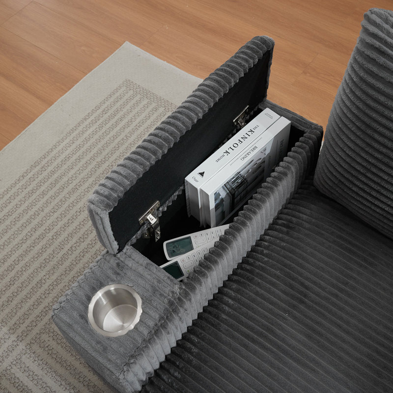 Canapé en velours Corduroy, Gris