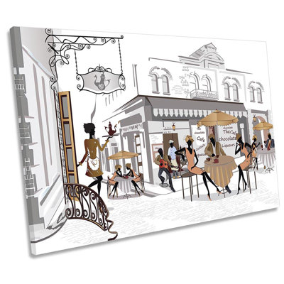 Café Street Music - Wrapped Canvas Painting