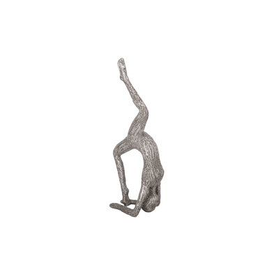 Polyresin Charcoal Yoga Lady Antique Silver..6.25"x4.25"x15.25"H