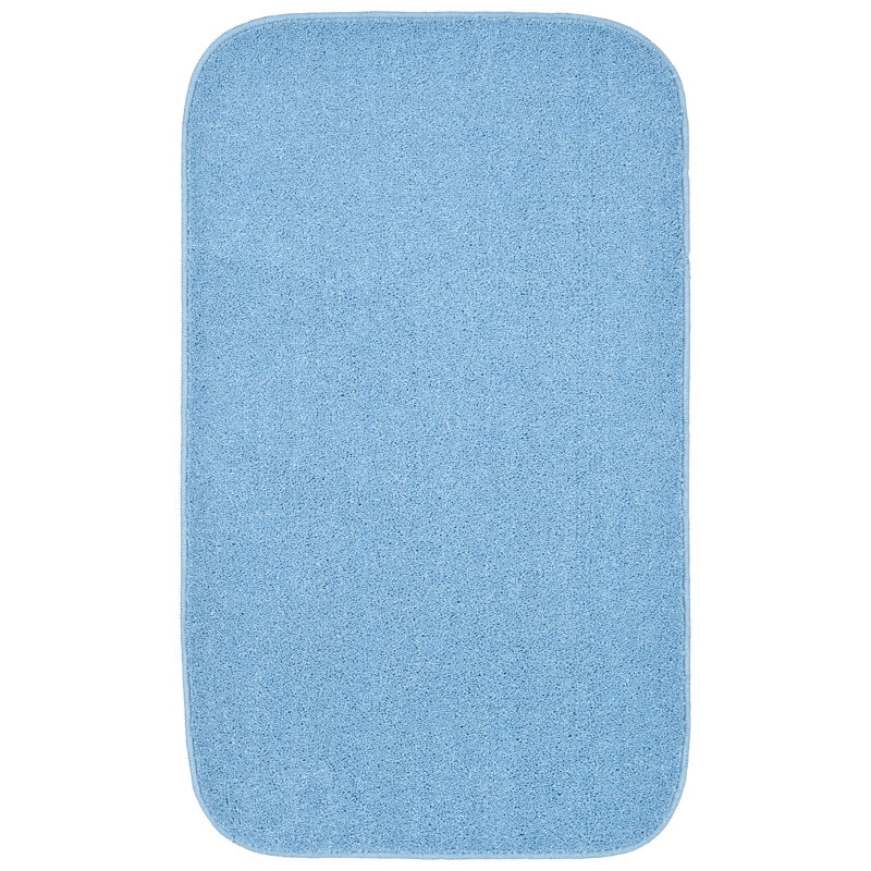 Monarrez Nylon Bath Rug with Non-Slip Backing, Single- 40" L x 24" W, Basin Blue