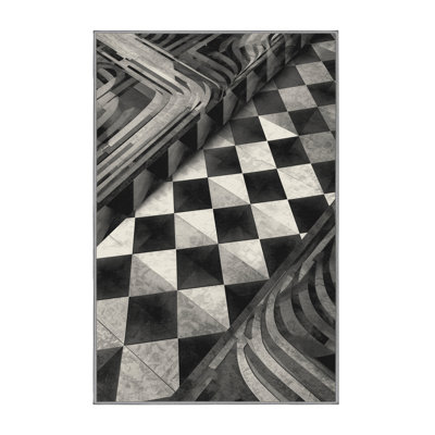 Soft Plush Dahill Art Deco Geometric Area Rug in Grey – Grey Binding