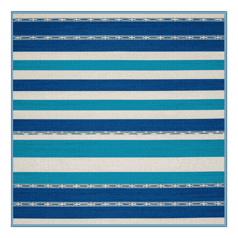  Tapis lavable rayé blanc azur, Carré 6 pi