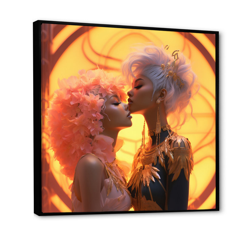 Funky Love Celebration sur impression sur toile, Cadre flottant noir, H 24 po x l 24 po x P 1 po