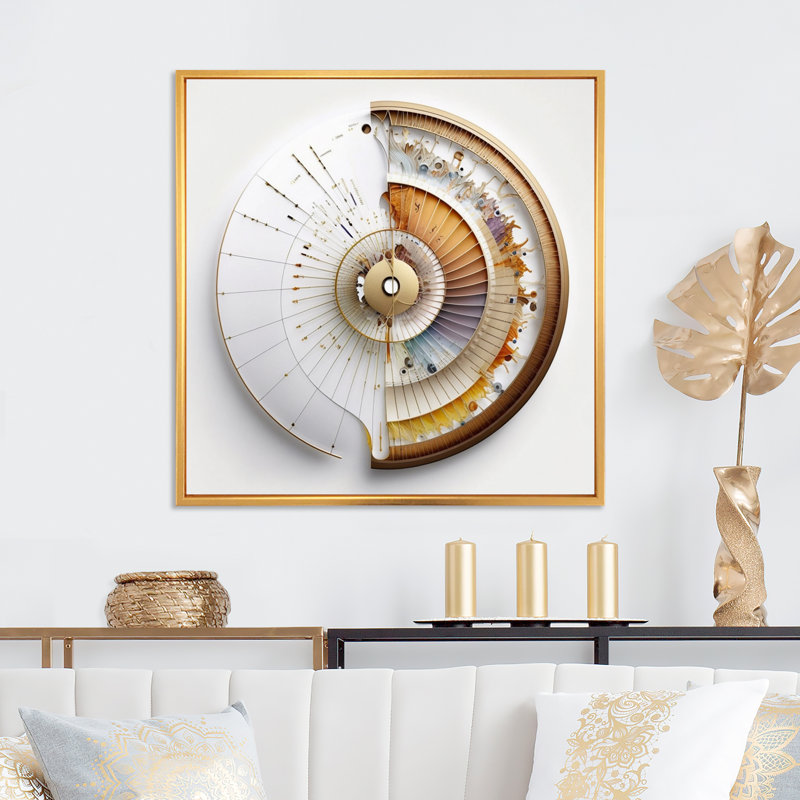 «Caclulation The Universe Spiral Illustration», reproduction sur toile, 36" H x 36" W, Cadre flottant doré