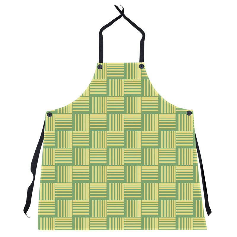 Tablier à rayures nattés classique, Vert/jaune