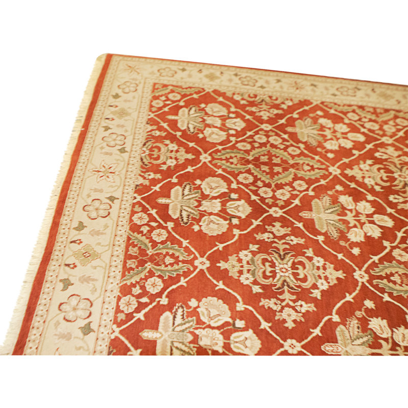 Tapis rouge et or noué à la main de haute qualité