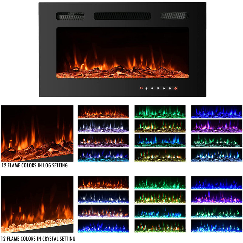 Ultra Thin Wall Mount Electric Fireplace with Timer and Overheat Protection, 43cm H x 178cm W x 10.4cm D