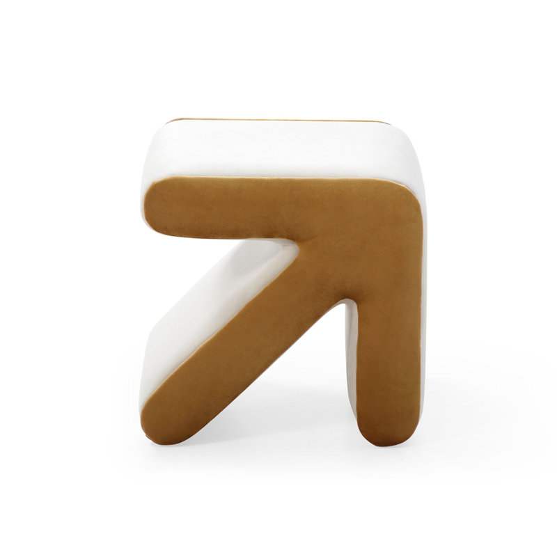 Repose-pieds de velours de 13,8 po Deylin, Velours beige