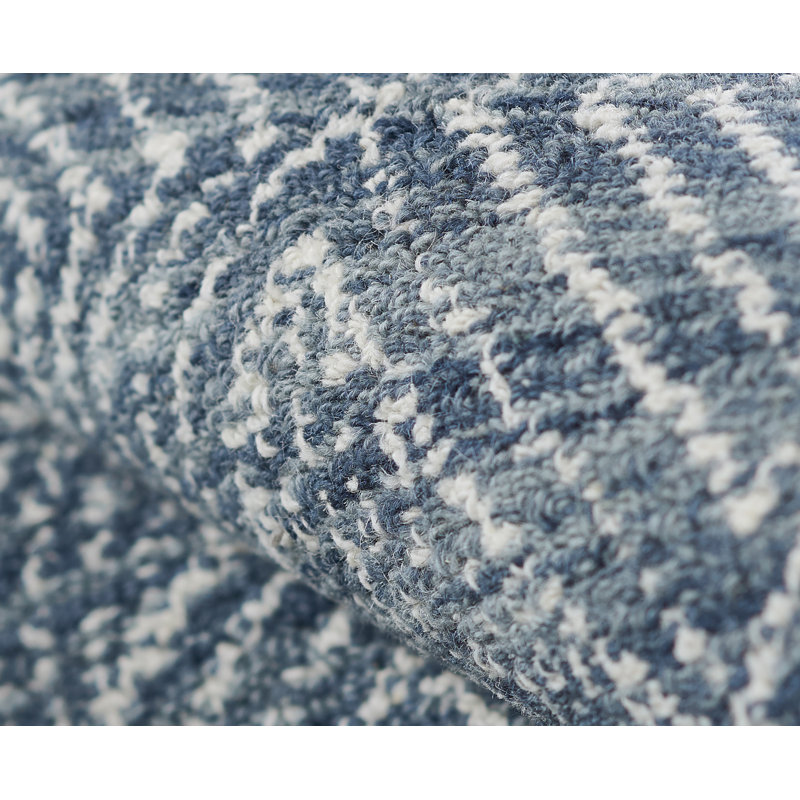 Tapis en laine / blanc à motif géométrique crocheté à la main Mcgrane, Rectangle 9 pi x 12 pi