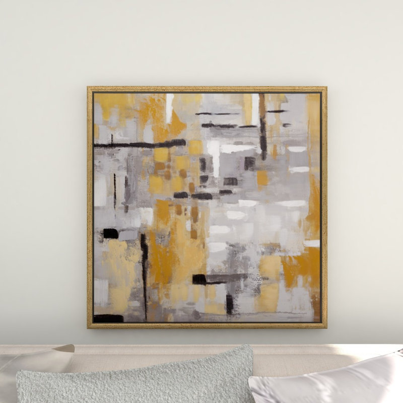 Canvas Abstract Gold Framed Wall Art with Gold Frame