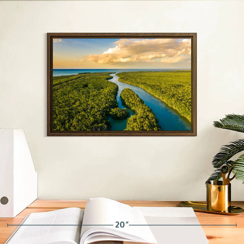 Parc national des Everglades, 13 po x 9 po, Cadre flottant en noyer