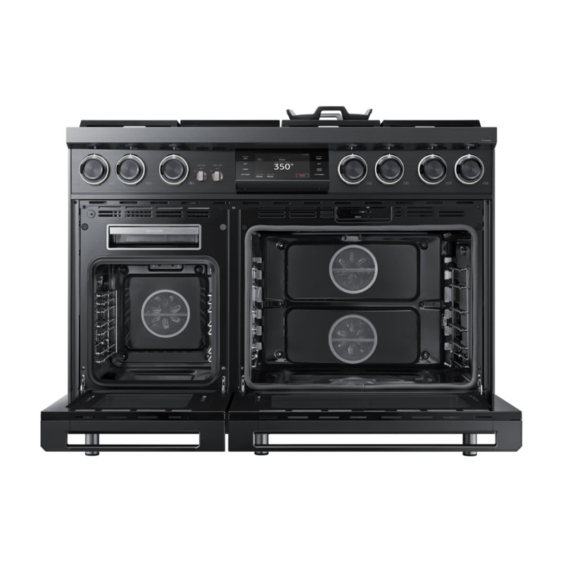48" Dual-Fuel Steam 6 Burner Range with Embedded Griddle, Graphite Stainless