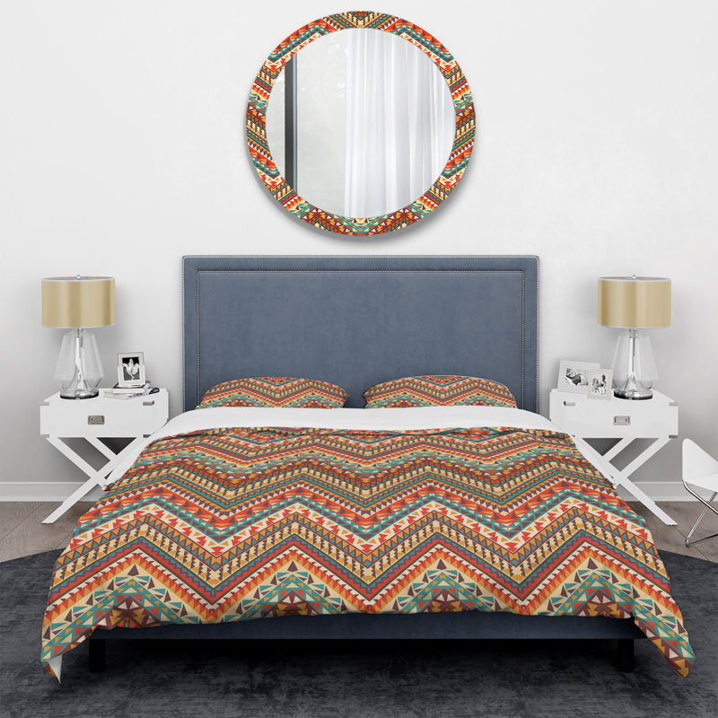 Chevron coloré Navajo - ensemble de housse de couette abstrait - microfibre de polyester